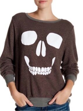 WILDFOX Skeleton Halloween Skull Face Pullover Sweater